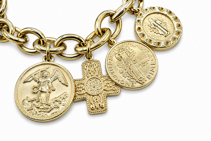 Religious Hanging Coin Bracelet