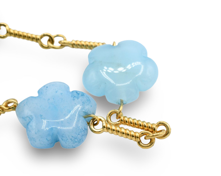 Natural Flower Stone Bracelet Blue / Azul