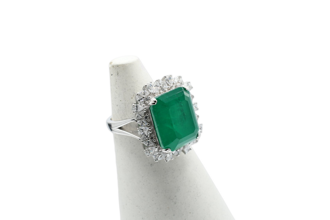 Mega Opaque Green Ring / Anillo Plata 925