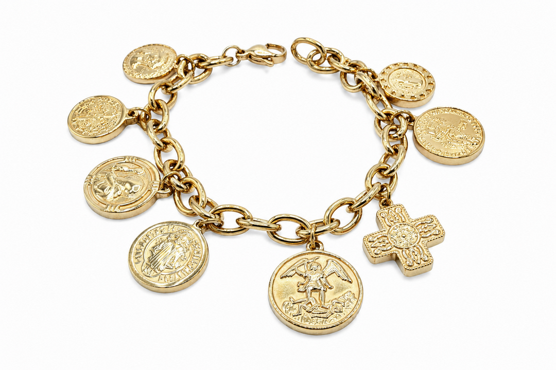 Religious Hanging Coin Bracelet