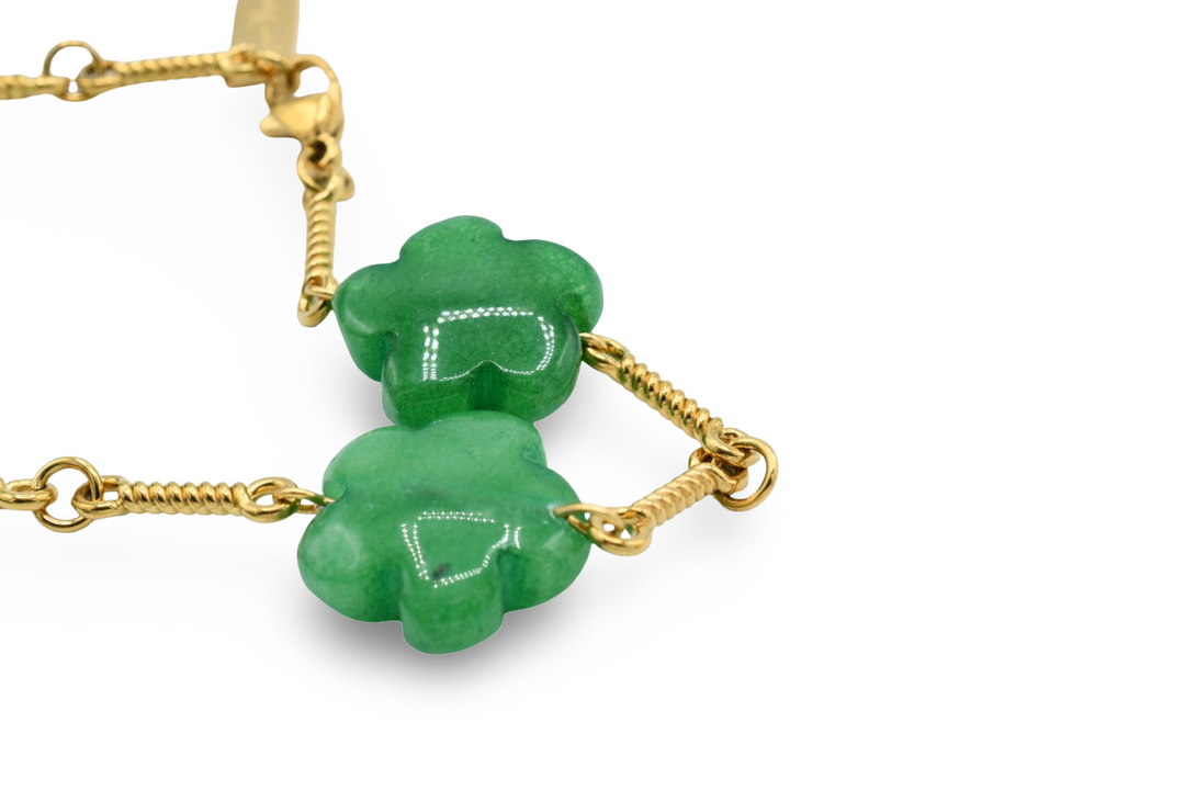 Natural Flower Stone Bracelet Green