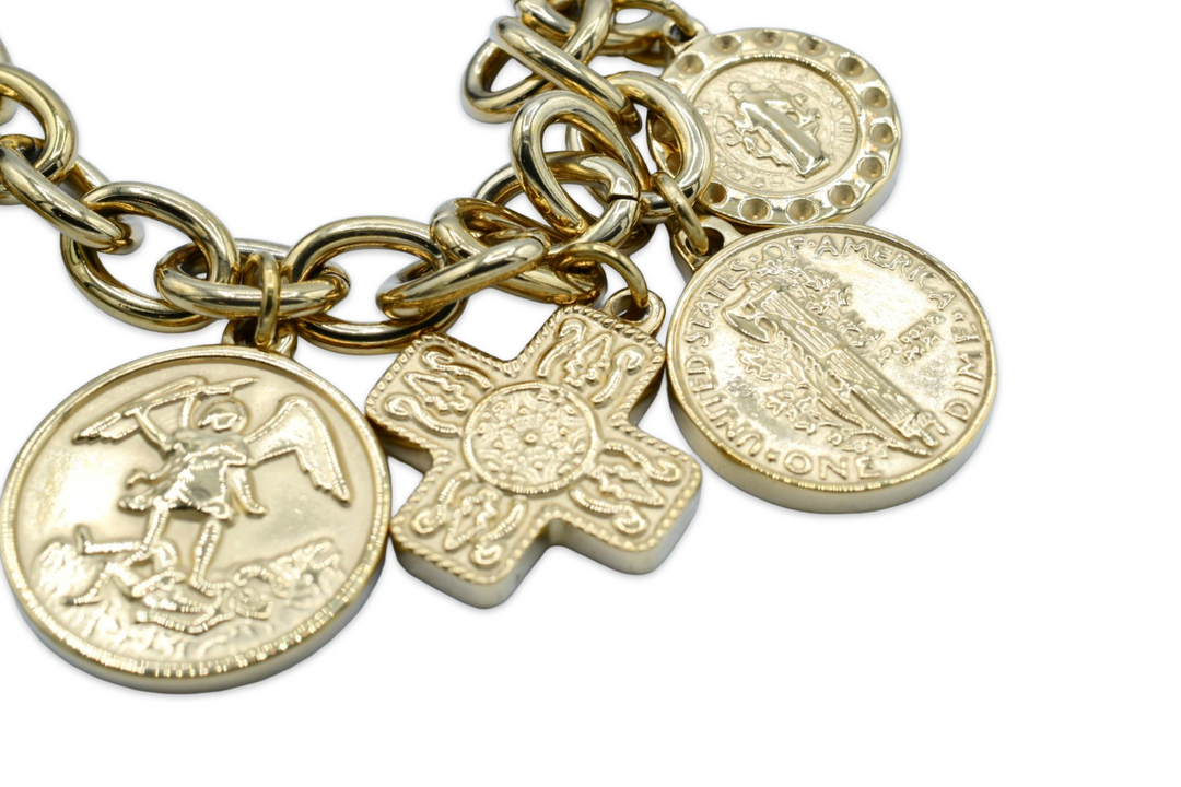 Religious Hanging Coin Bracelet