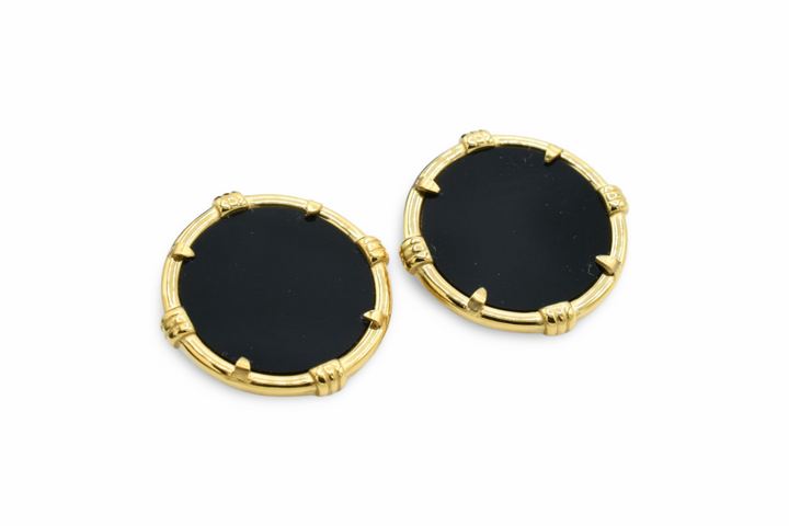 Black Medallion Earrings