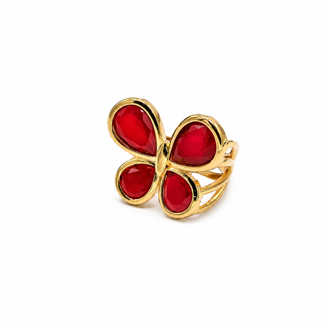 Explicit Red Butterfly Ring