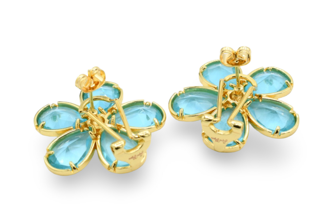 Aquamarine Flower Earrings