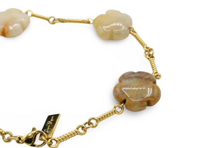 Natural Flower Stone Bracelet Tan