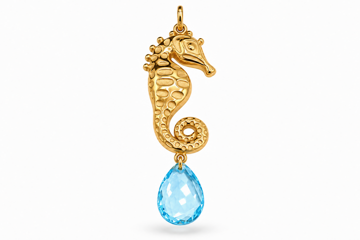Aquamarine Seahorse Pendant
