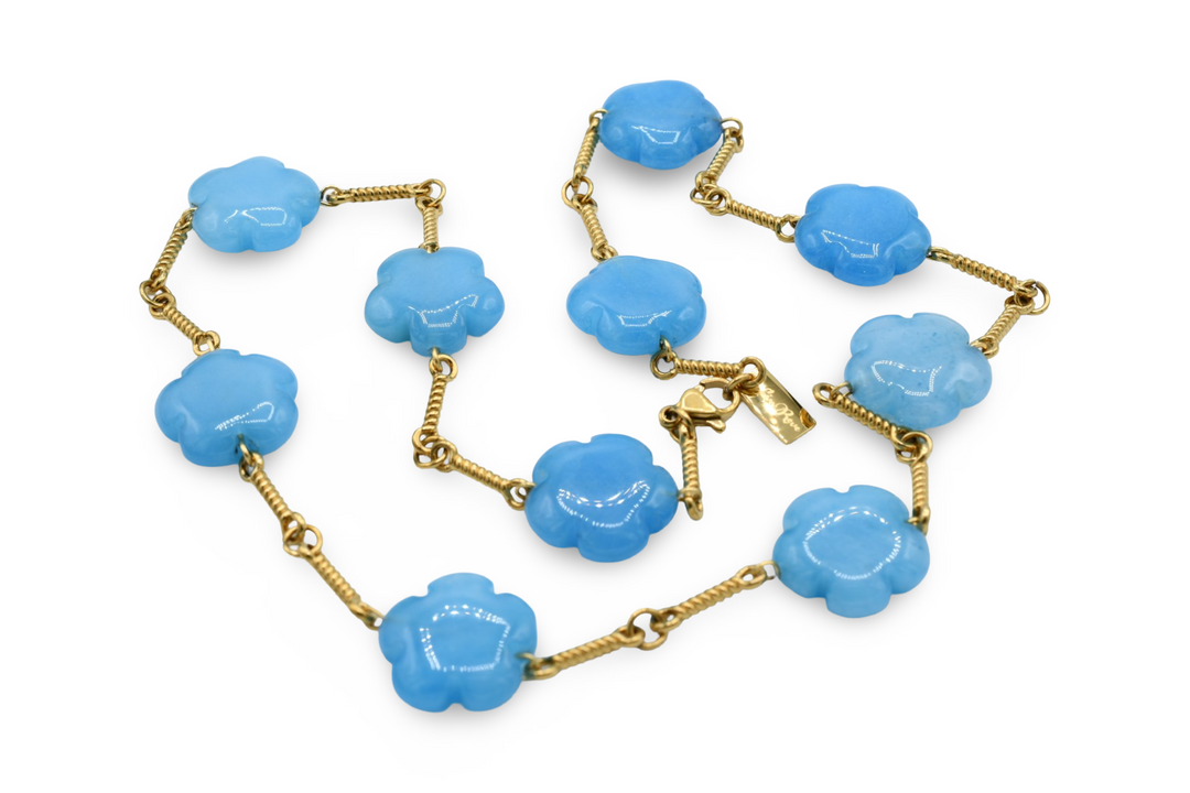 Natural Flower Necklace Blue