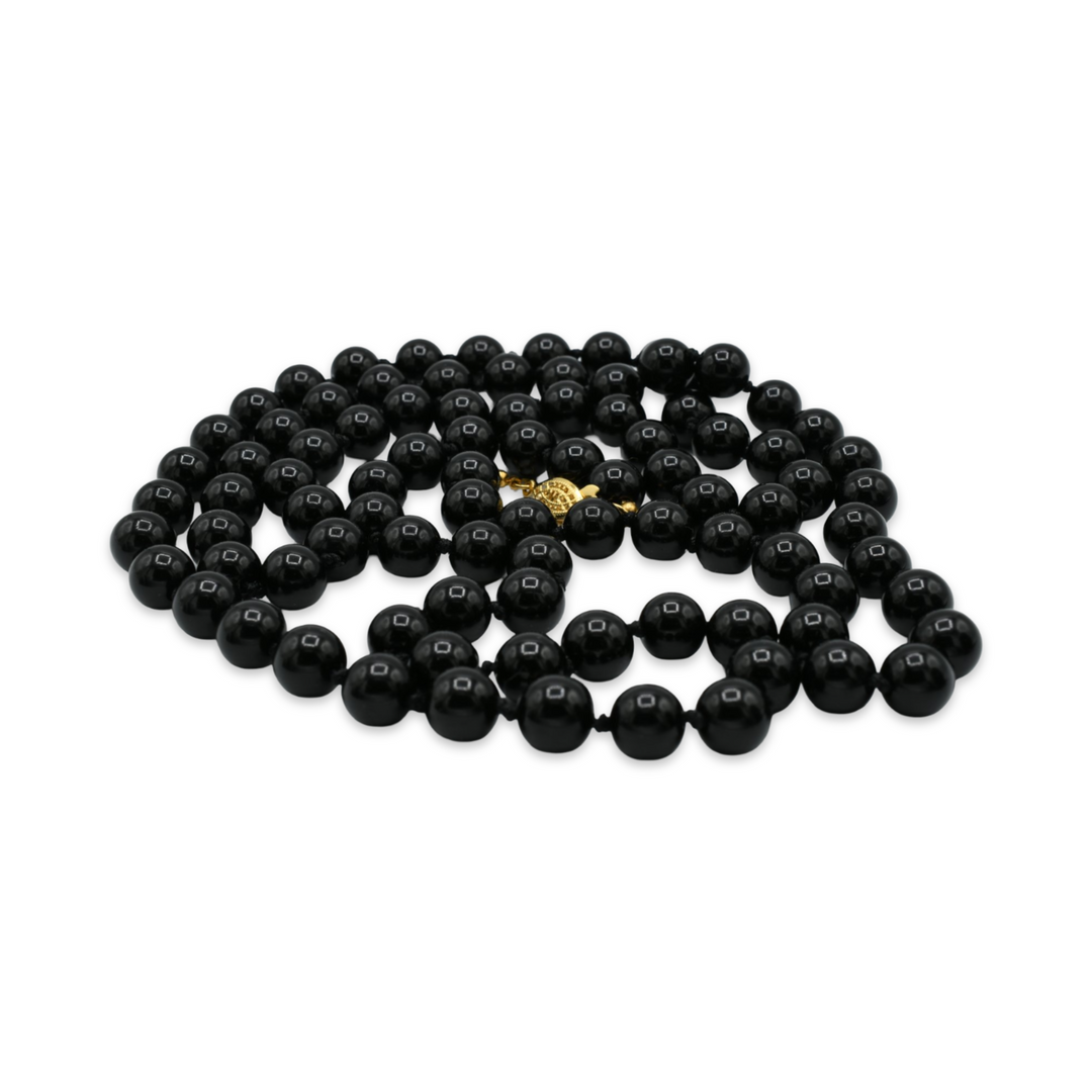 Long Black Agate Necklace
