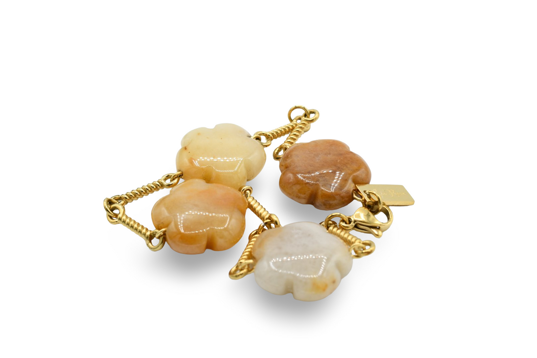 Natural Flower Stone Bracelet Tan