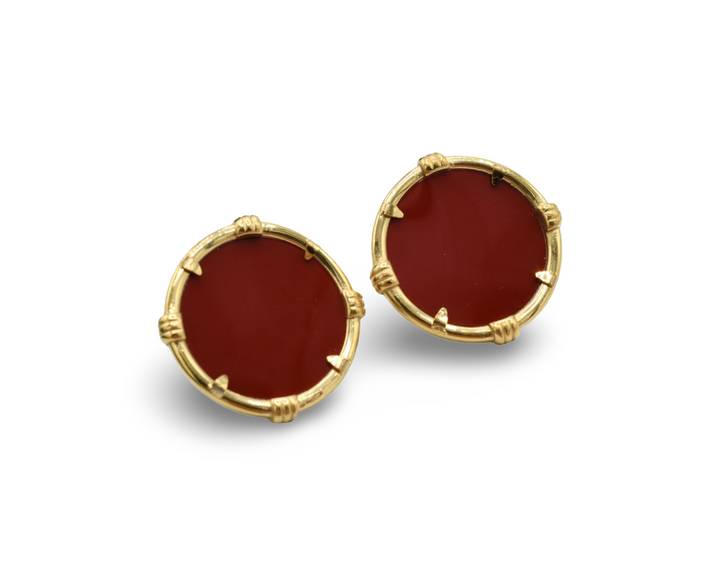 Burgundy Medallion Earrings