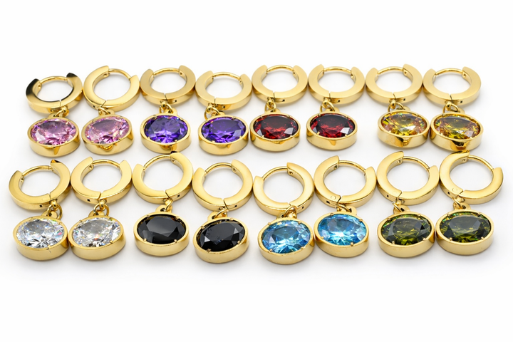 Oval Stone Earrings