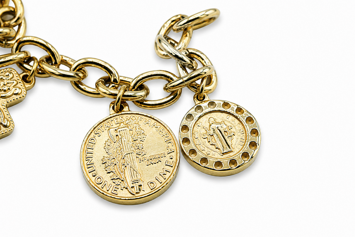 Religious Hanging Coin Bracelet