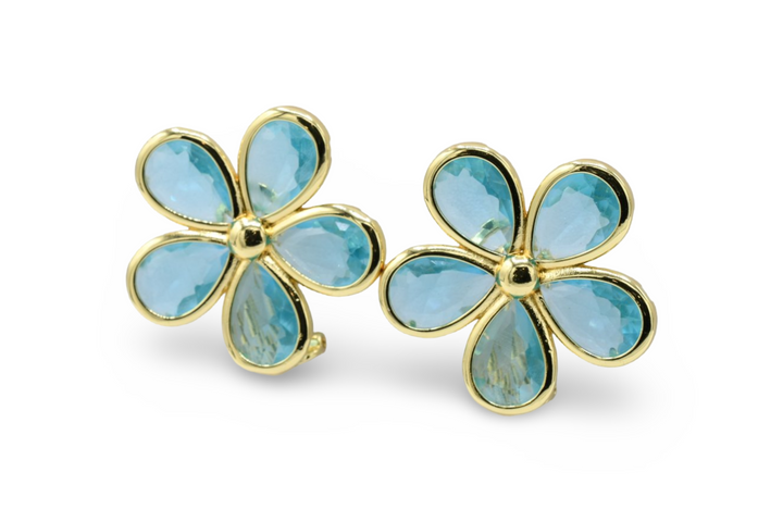 Aquamarine Flower Earrings