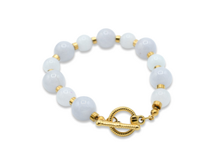 Grey Blue Natural Quartz Bracelet