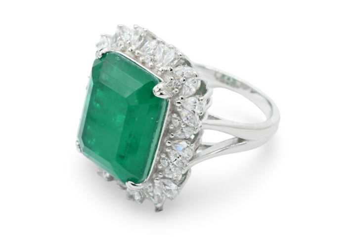 Mega Opaque Green Ring / Anillo Plata 925