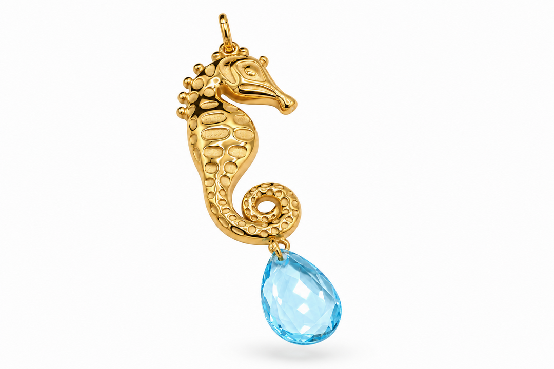 Aquamarine Seahorse Pendant