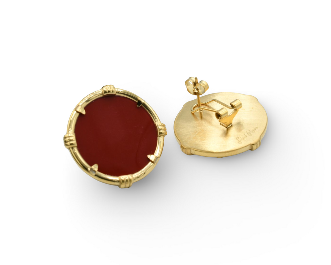 Burgundy Medallion Earrings