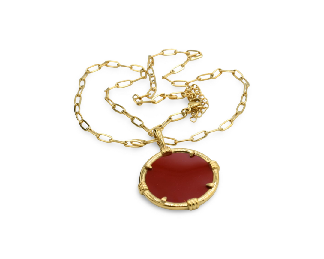 Burgundy Medallion Necklace
