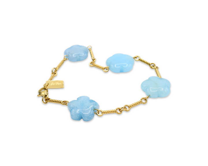 Natural Flower Stone Bracelet Blue / Azul