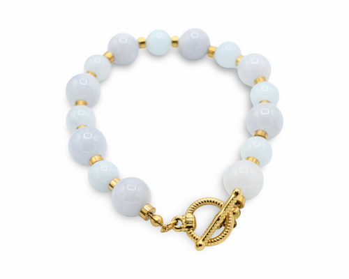 Grey Blue Natural Quartz Bracelet