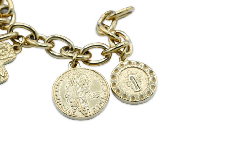 Religious Hanging Coin Bracelet