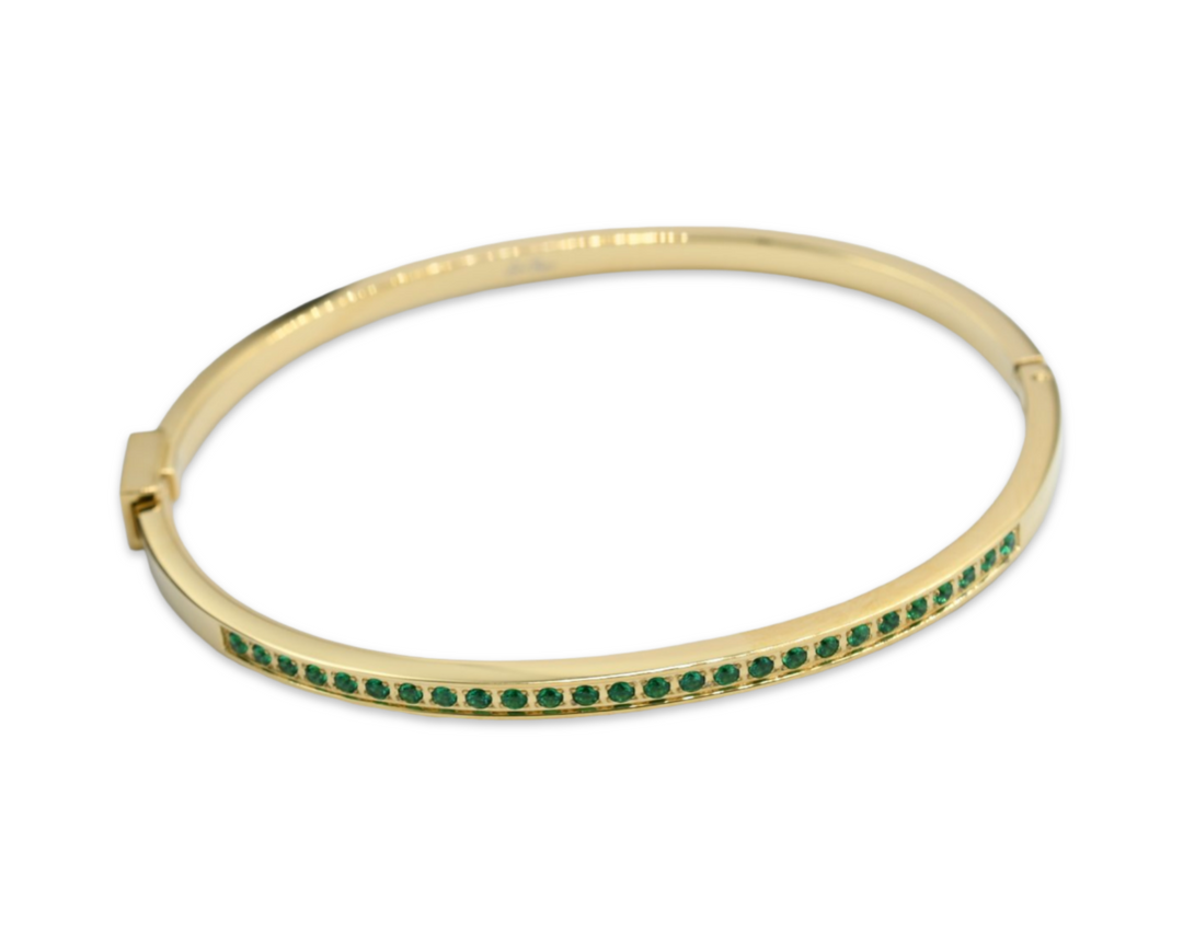 Skinny Steel Green Bangle