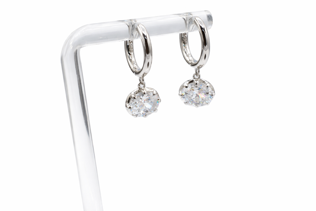 Oval Stone Silver Earrings 925