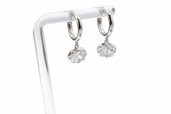 Oval Stone Silver Earrings 925