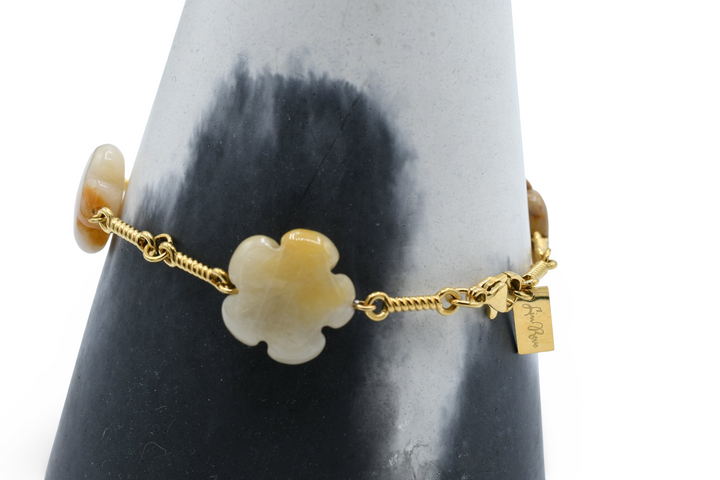 Natural Flower Stone Bracelet Tan