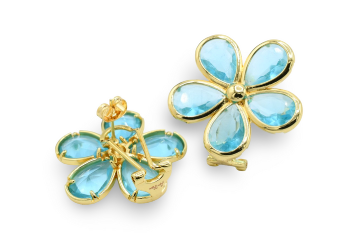 Aquamarine Flower Earrings