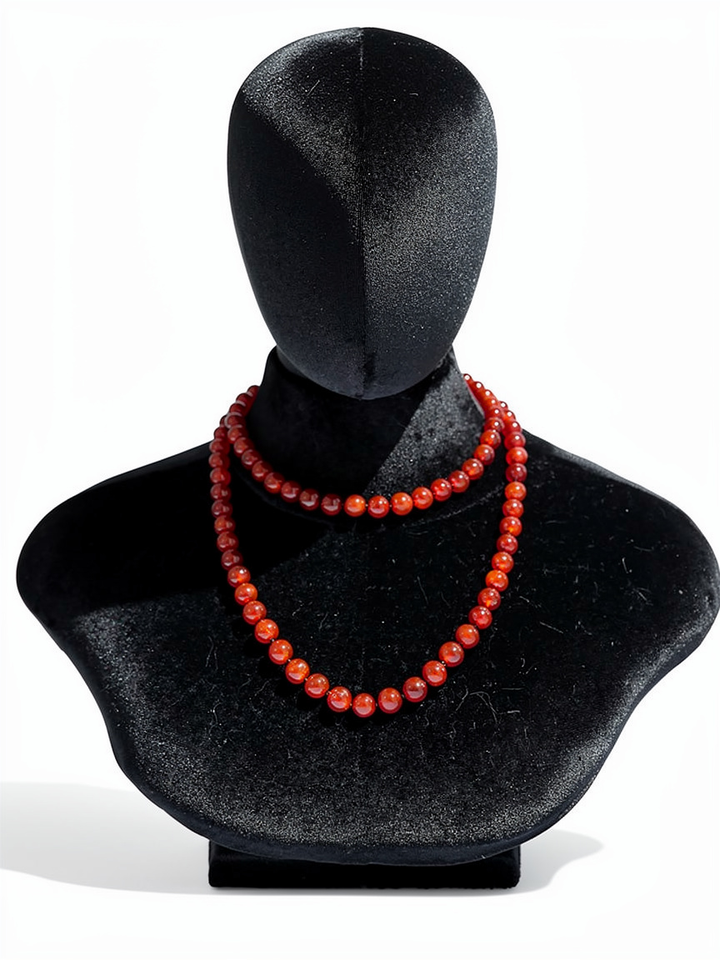 Long Red Agate Necklace