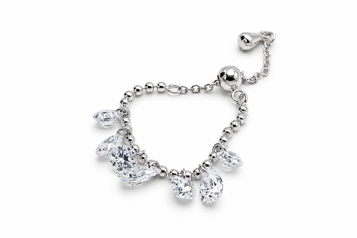 Silver Adjustable Dangling Ring 925