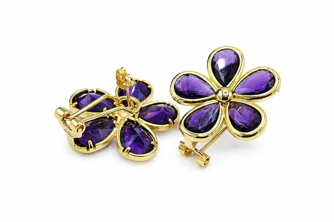 Purple Flower Earrings