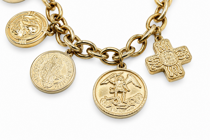 Religious Hanging Coin Bracelet