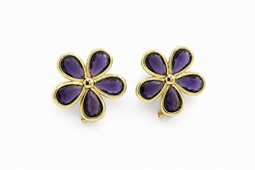 Purple Flower Earrings