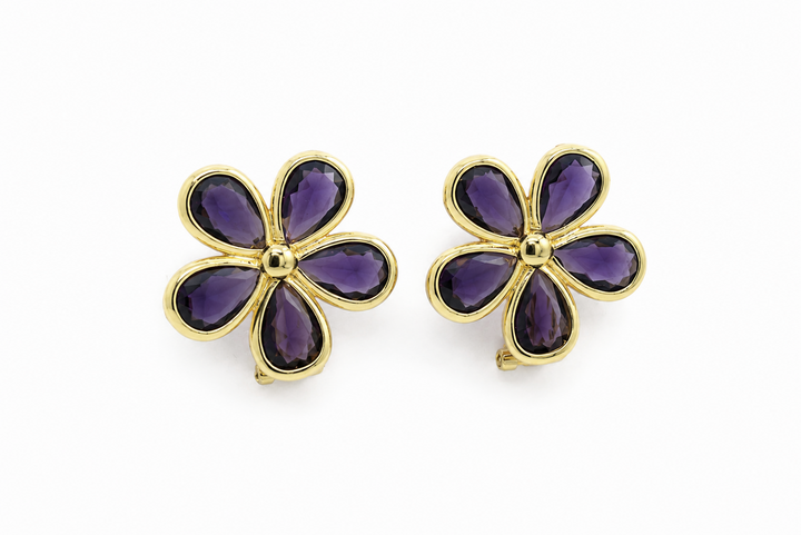 Purple Flower Earrings