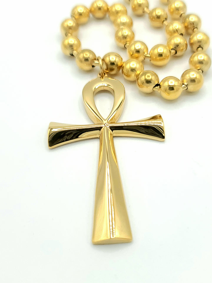 Ankh Cross Ball Chain