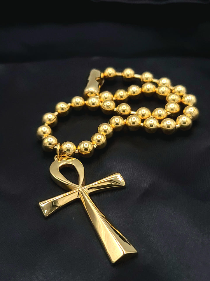 Ankh Cross Ball Chain