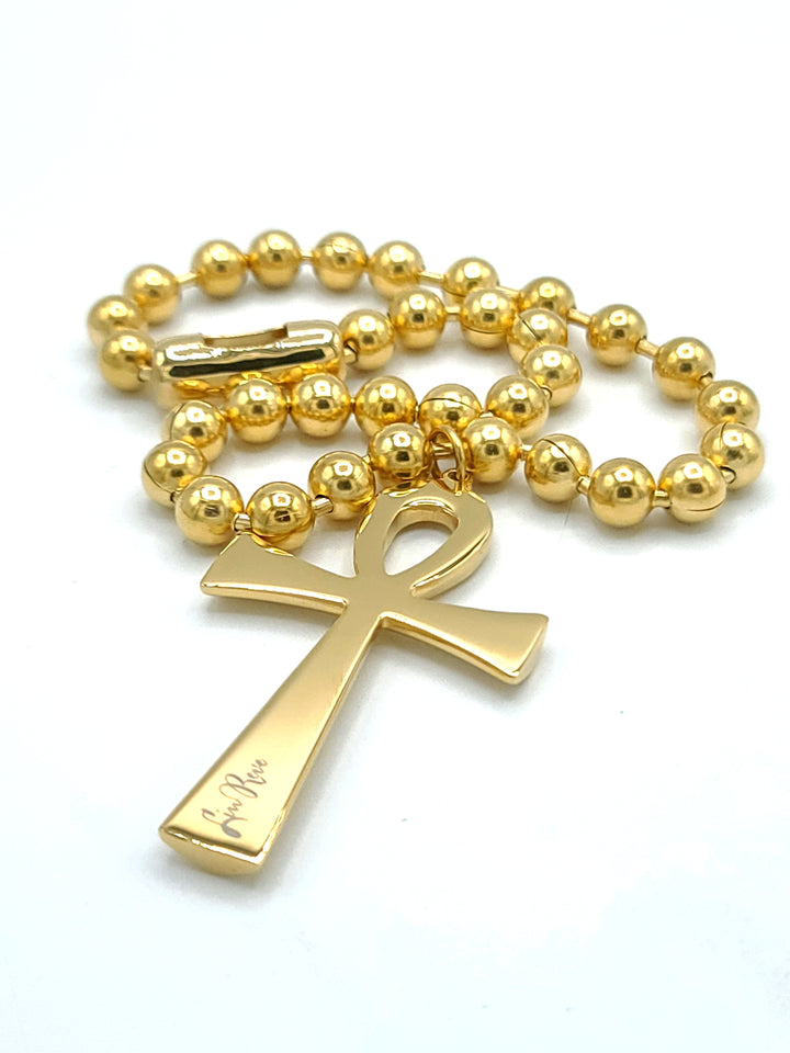 Ankh Cross Ball Chain