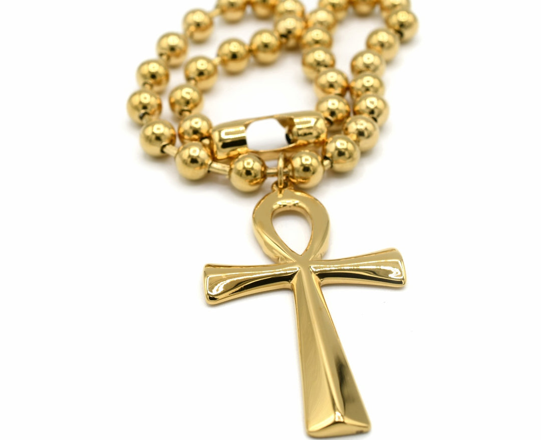 Ankh Cross Ball Chain