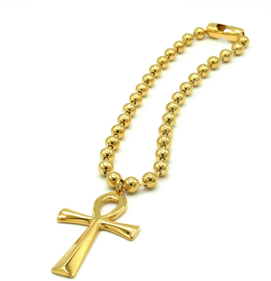Ankh Cross Ball Chain
