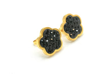 Load image into Gallery viewer, Little Black Flower Earrings