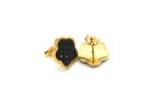 Load image into Gallery viewer, Little Black Flower Earrings