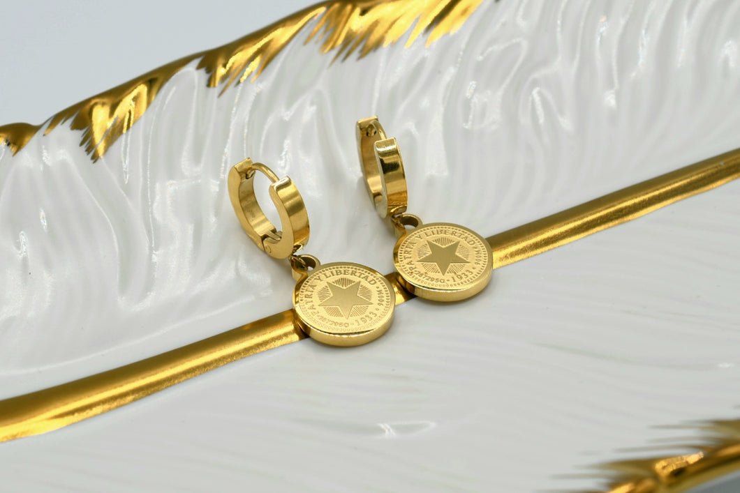 Mini Cuban Coin Earrings