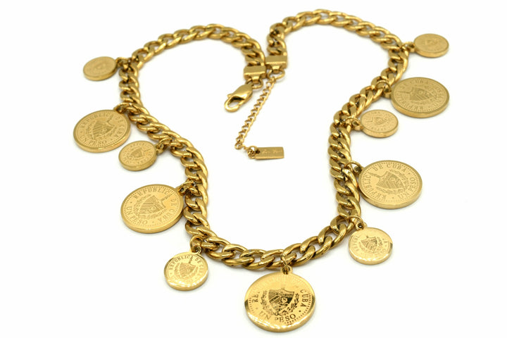 Cuban Coin Drop Necklace