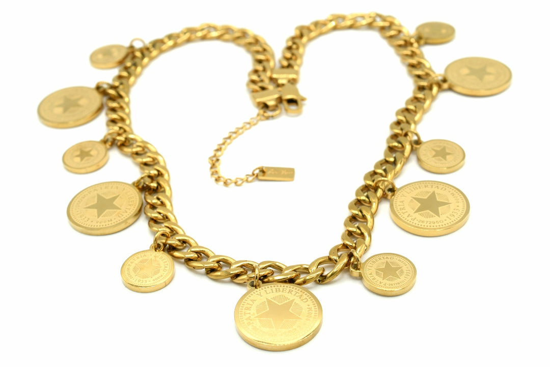 Cuban Coin Drop Necklace