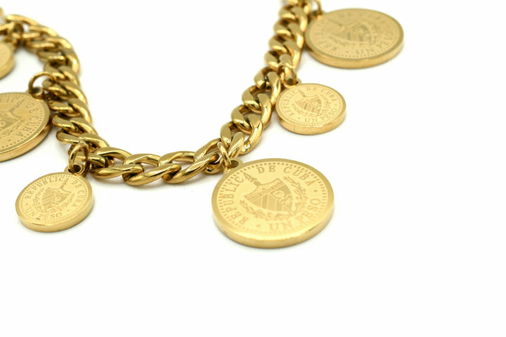 Cuban Coin Drop Necklace