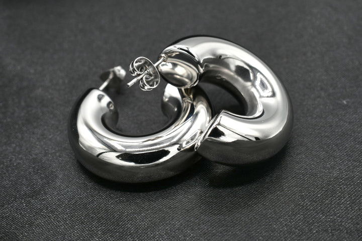Silver Hollow Hoops