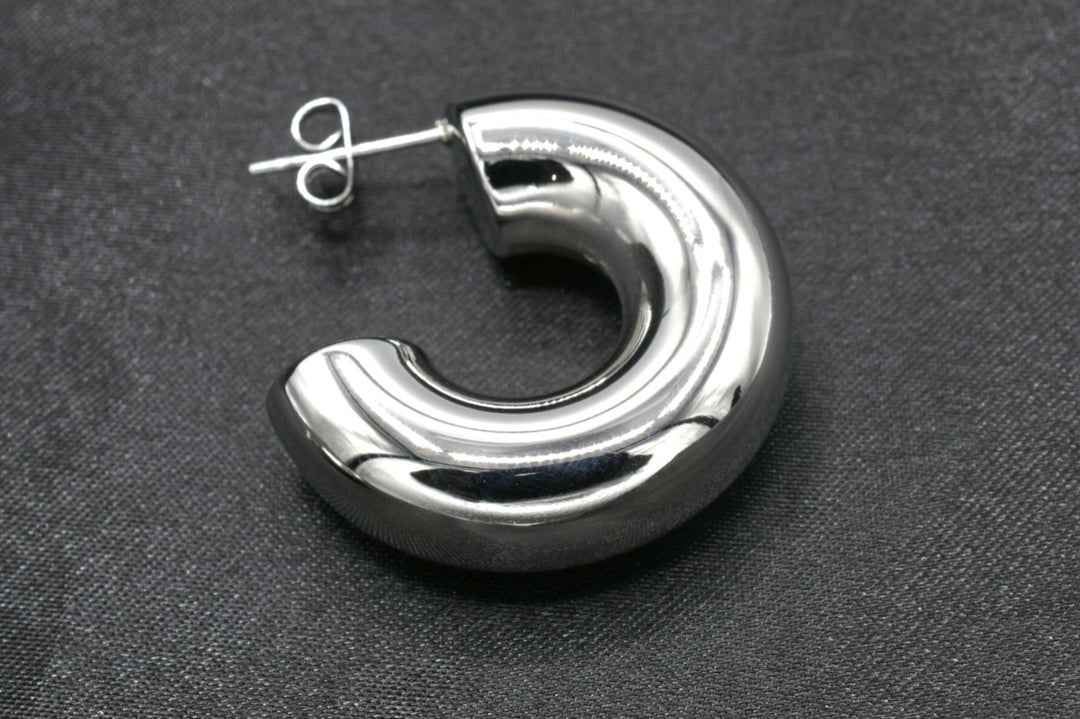 Silver Hollow Hoops